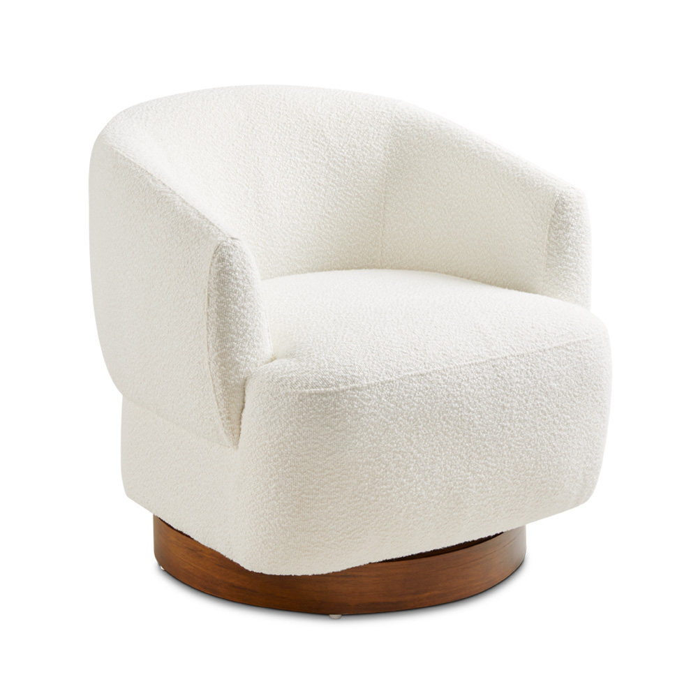Liam Swivel Accent Chair: Boucle Fabric
